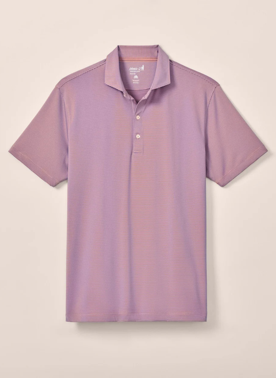 Performance Jersey Polo - Lyndonn Stripe in Mango