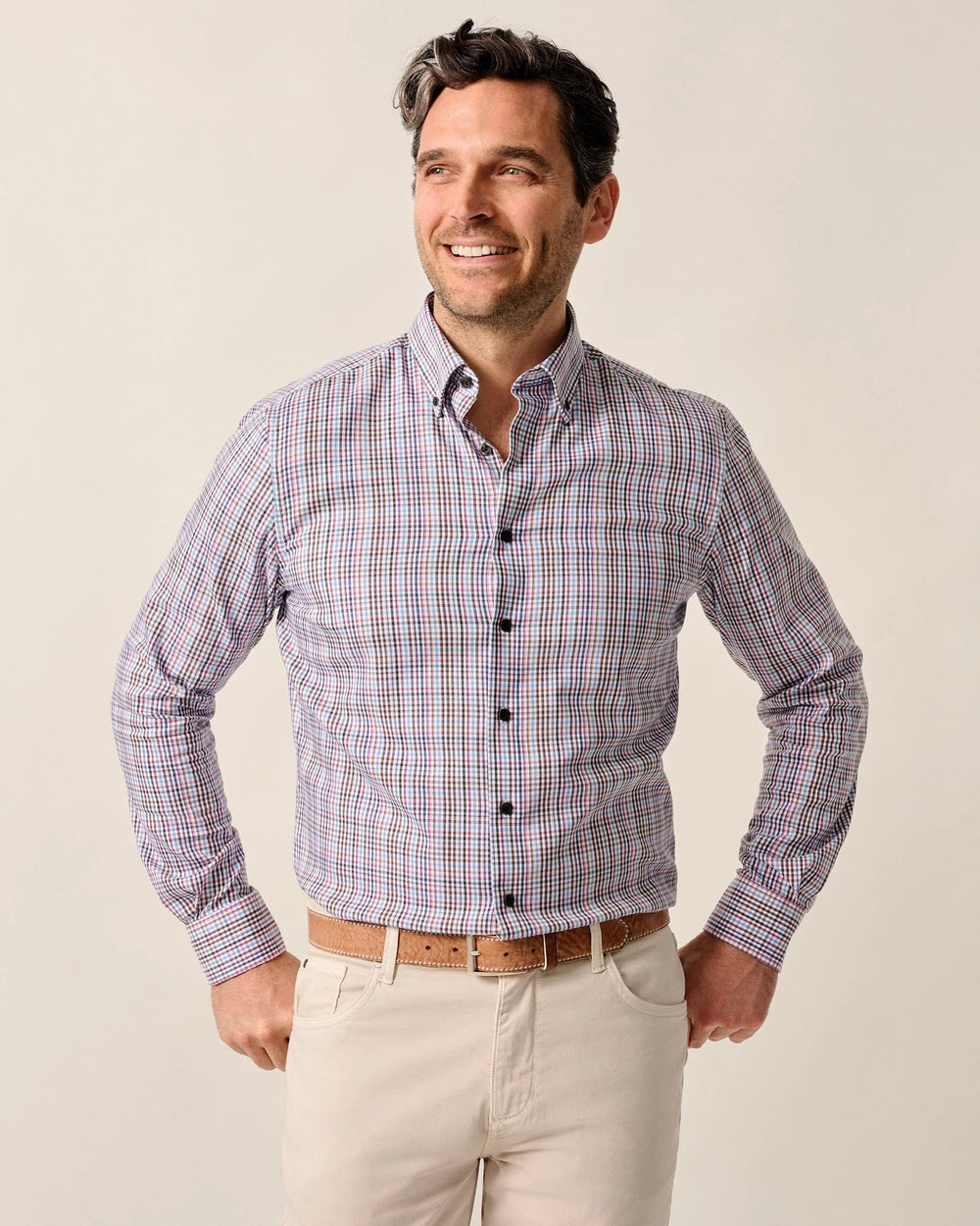 Johnnie-O Adelson Performance Button Down Shirt In Coffee