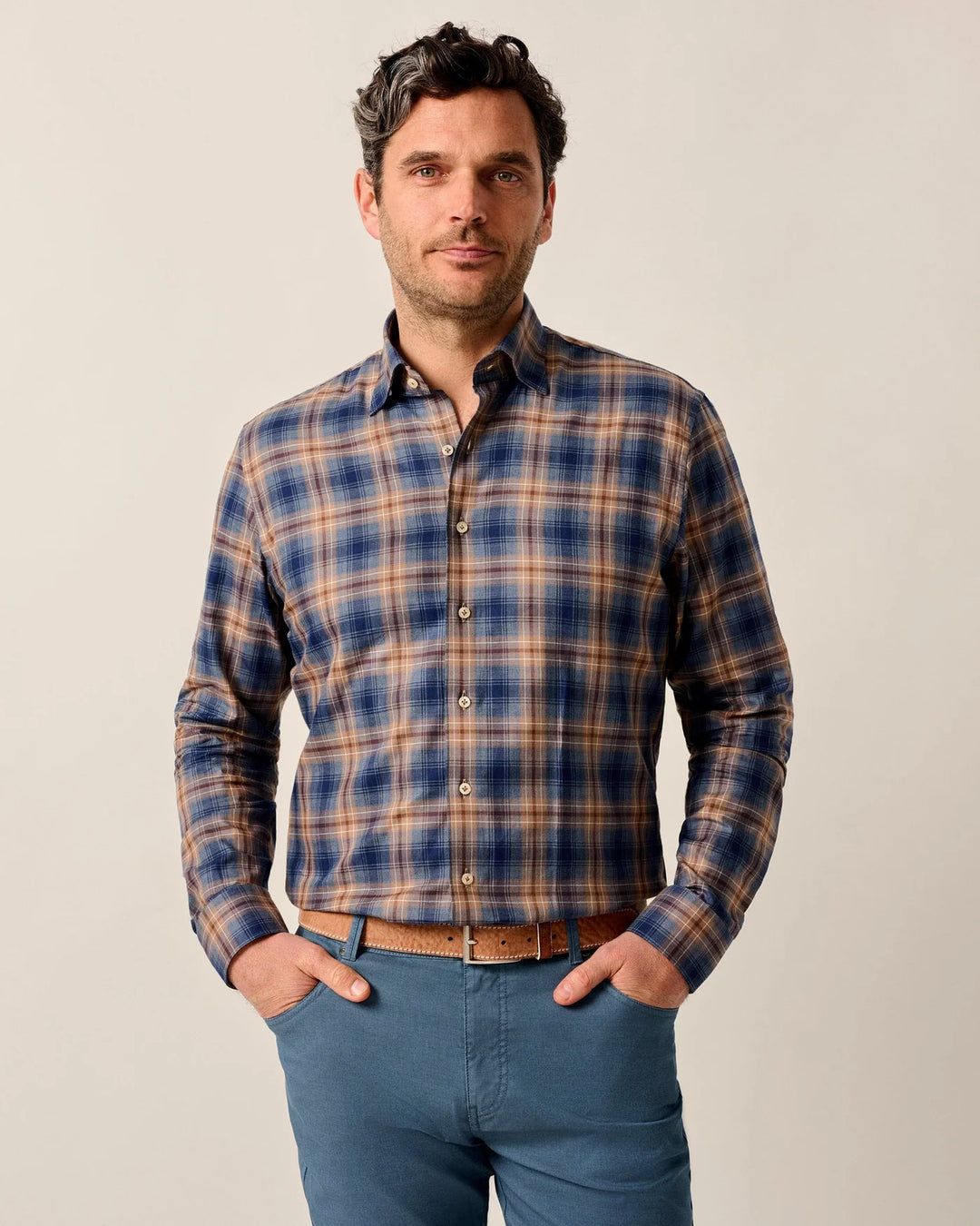 Johnnie-O Angelos Top Shelf Button Down Shirt In Hazelnut