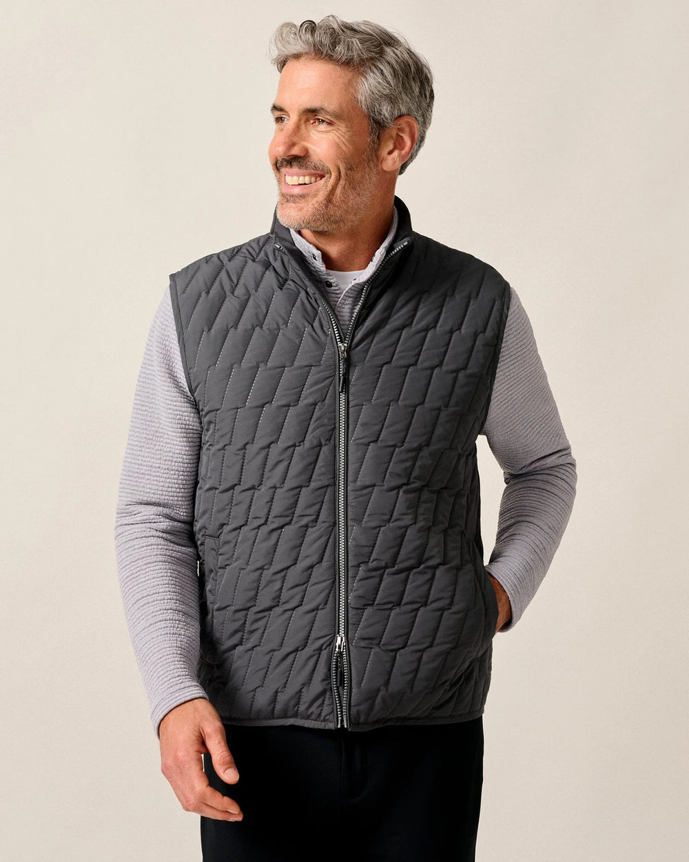 Johnnie-O Belfry Quilted Puffer Vest In Dark Gray