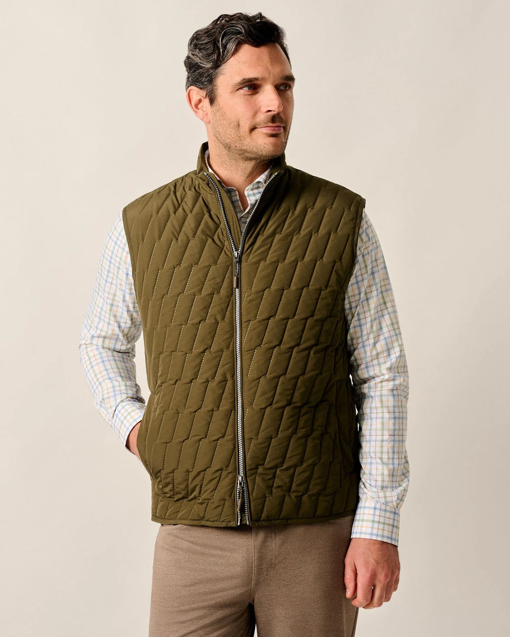 Johnnie-O Belfry Quilted Puffer Vest In Mangrove