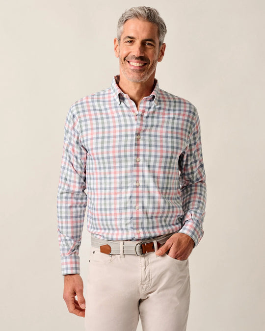 Johnnie-O Callum Performance Button Down Shirt In Navy