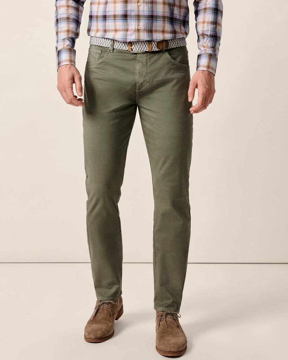 Johnnie-O Carmel Sateen 5-Pocket Pants In Agave Green