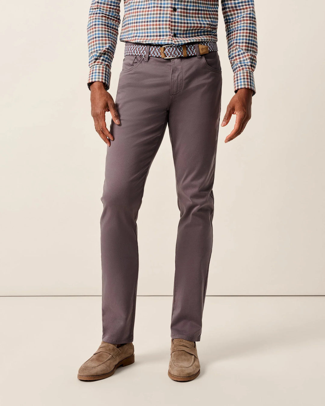 Johnnie-O Carmel Sateen 5-Pocket Pants In Pewter