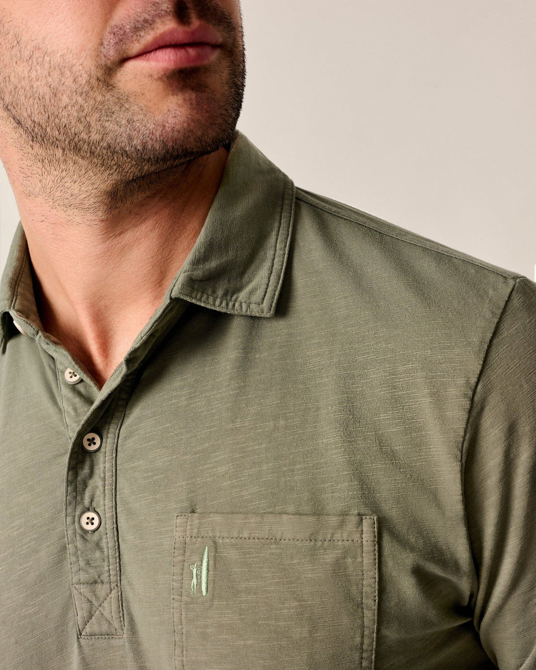 Johnnie-O Coastal Wash Long-Sleeve Original 4-Button Polo In Agave Wash
