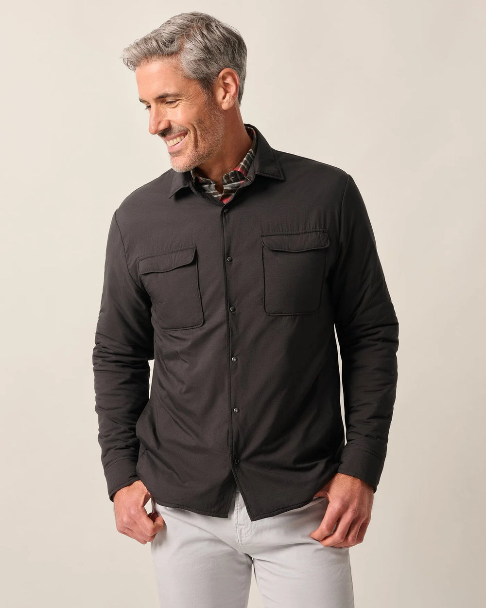 Johnnie-O Denzel Featherweight Shacket In Shell