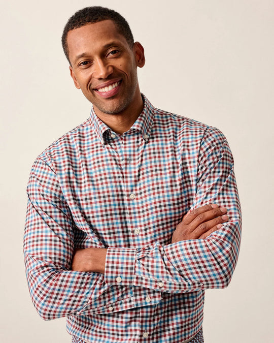 Johnnie-O Hartwick Featherweight Performance Button Down Shirt In Malibu Red