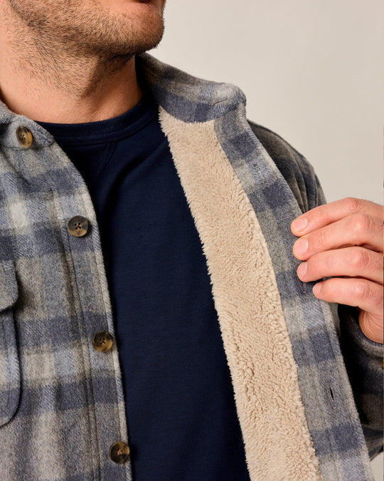 Johnnie-O Hassler Cashmere Blend Sherpa-Lined Shacket Light Gray