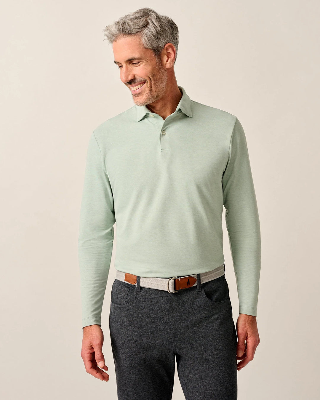 Johnnie-O Idris Top Shelf Long Sleeve Polo In Meadow