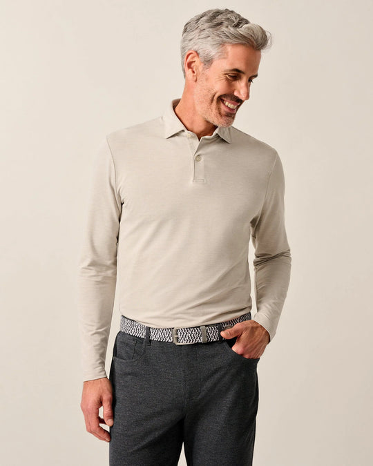 Johnnie-O Idris Top Shelf Long Sleeve Polo In Otter