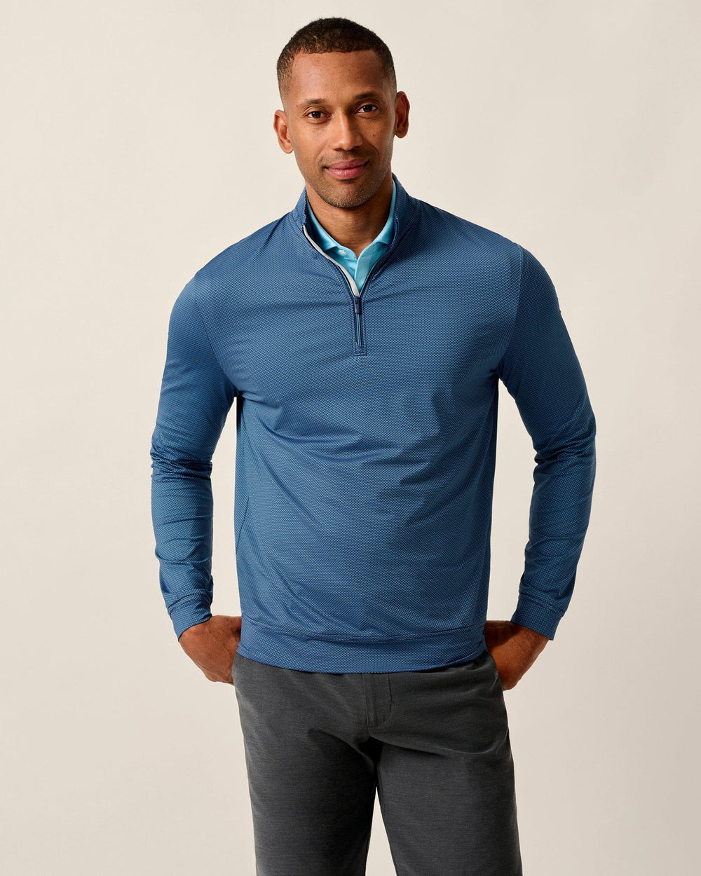 Johnnie-O Jamie Jacquard Stretch 1/4-Zip Pullover In Navy Mahalo