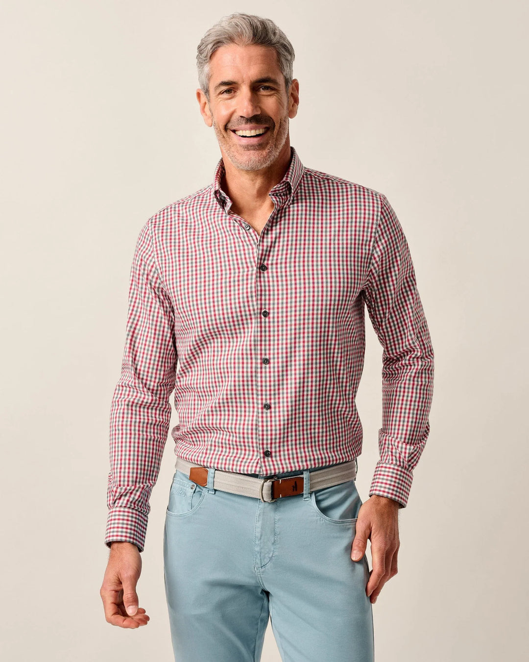 Johnnie-O Kirtland Performance Button Down Shirt In Malibu Red