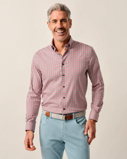 Johnnie-O Kirtland Performance Button Down Shirt In Malibu Red