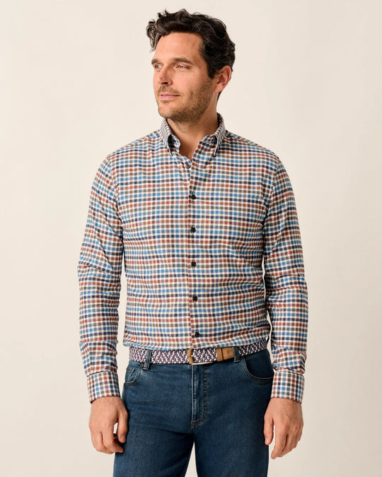 Johnnie-O Krause Performance Flannel Button Down Shirt In Harvest