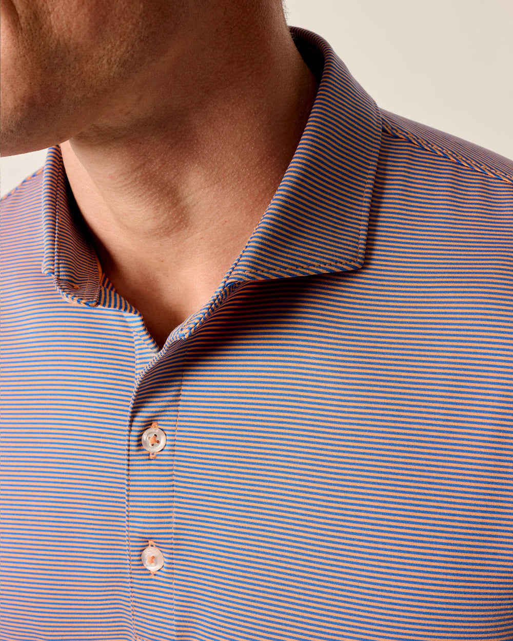 Performance Jersey Polo - Lyndonn Stripe in Mango