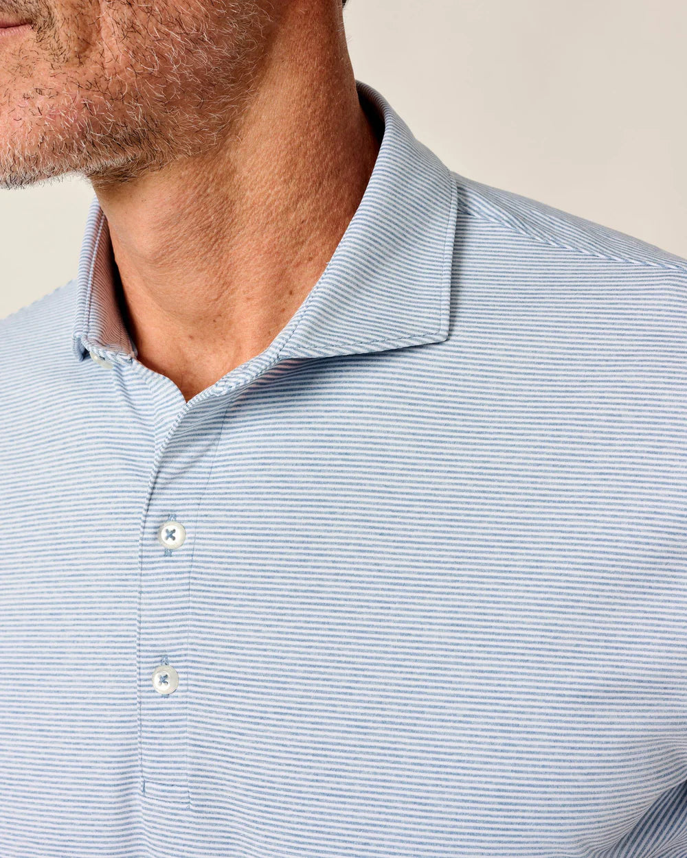 Performance Jersey Polo - Lyndonn Stripe in Tide