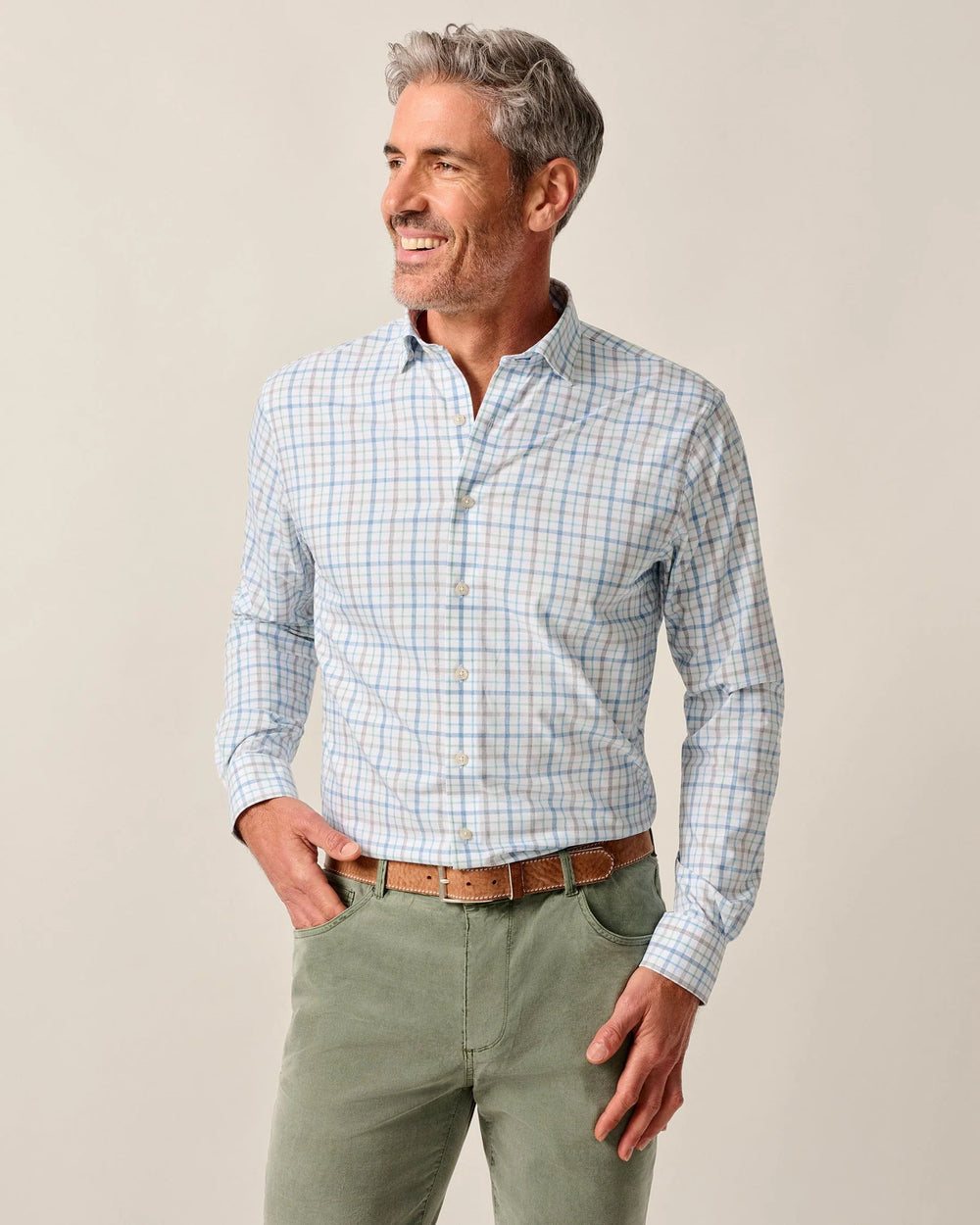 Johnnie-O Maarten Performance Button Down Shirt In Navy