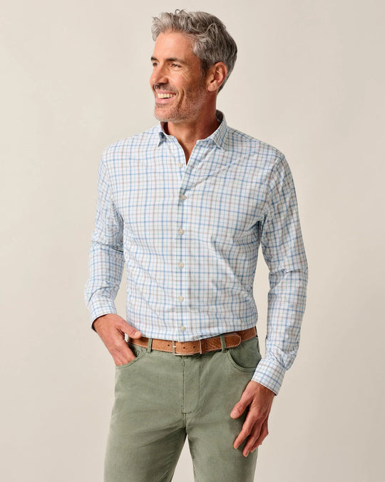 Johnnie-O Maarten Performance Button Down Shirt In Navy