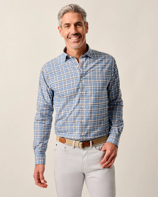 Johnnie-O Olie Featherweight Performance Button Down Shirt In Navy