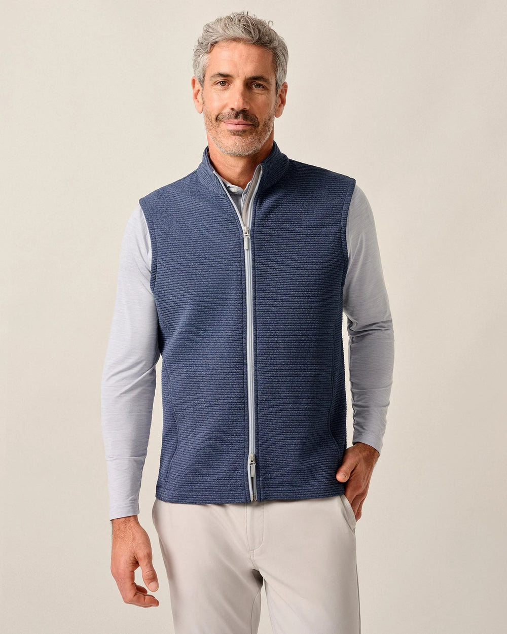 Johnnie-O Reggie Ribbed Performance Vest In Navy