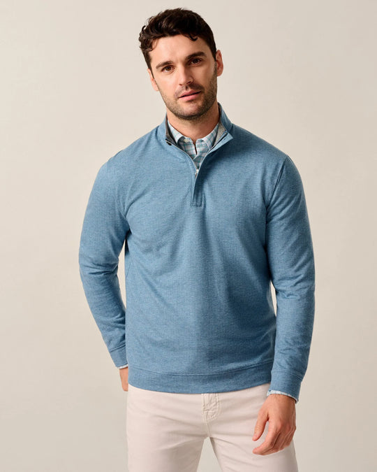 Johnnie-O Rubin Herringbone Cotton Cashmere 1/4 Zip Pullover In Malibu