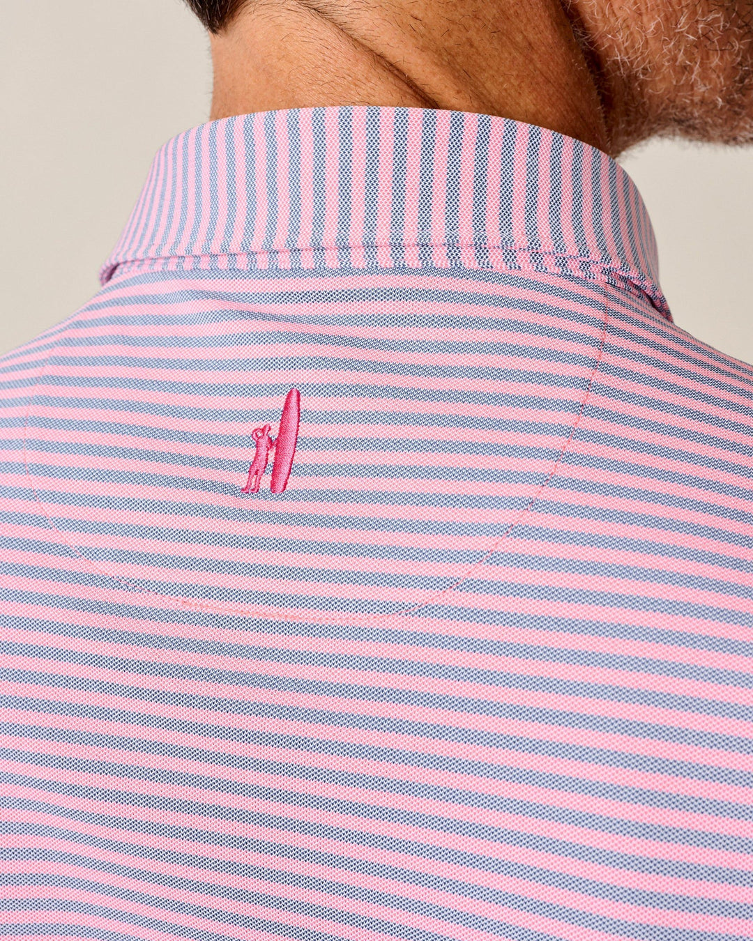Johnnie-O Stetsons Stripe Performance Mesh Polo In Azalea
