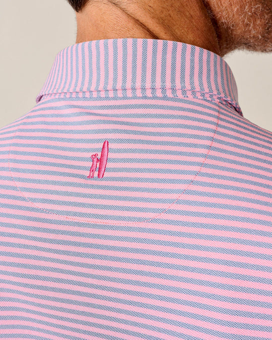 Johnnie-O Stetsons Stripe Performance Mesh Polo In Azalea