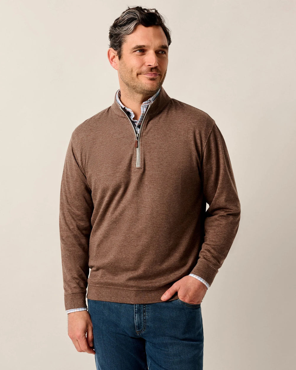 Johnnie-O Sully 1/4 Zip Pullover In Grizzly
