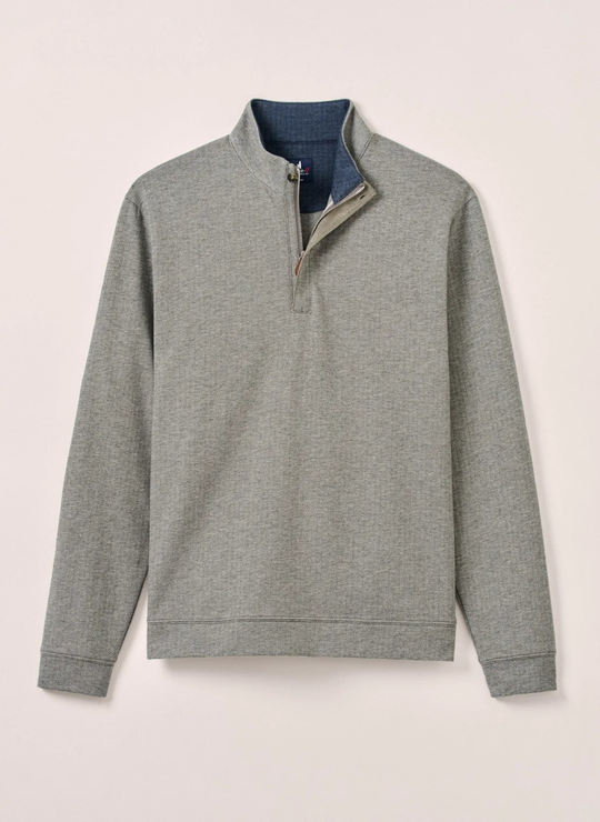 Johnnie-O Rubin Herringbone Cotton Cashmere 1/4 Zip Pullover In Charcoal