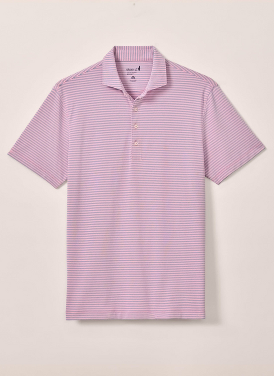 Johnnie-O Stetsons Stripe Performance Mesh Polo In Azalea