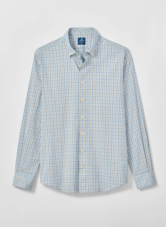 Chatham Gingham Everyday Performance Button Down Shirt In Gulf Blue