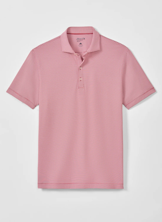 Lyndonn Stripe Performance Jersey Polo In Racing Red