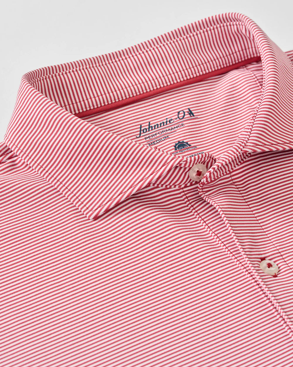 Lyndonn Stripe Performance Jersey Polo In Racing Red