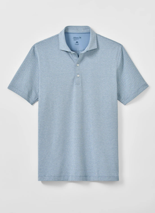 Michael Stripe Performance Jersey Polo In Carbon Navy