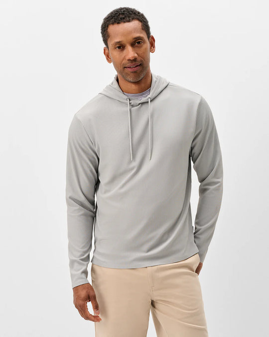 Hoppin Ribbed Knit Performance Hoodie In Seal