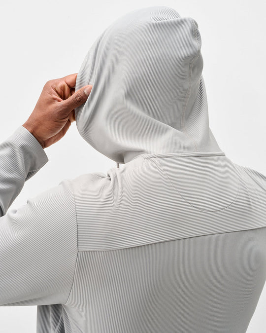 Hoppin Ribbed Knit Performance Hoodie In Seal