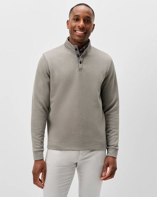 Rockwells Diamond-Quilted Henley Pullover In Smoke