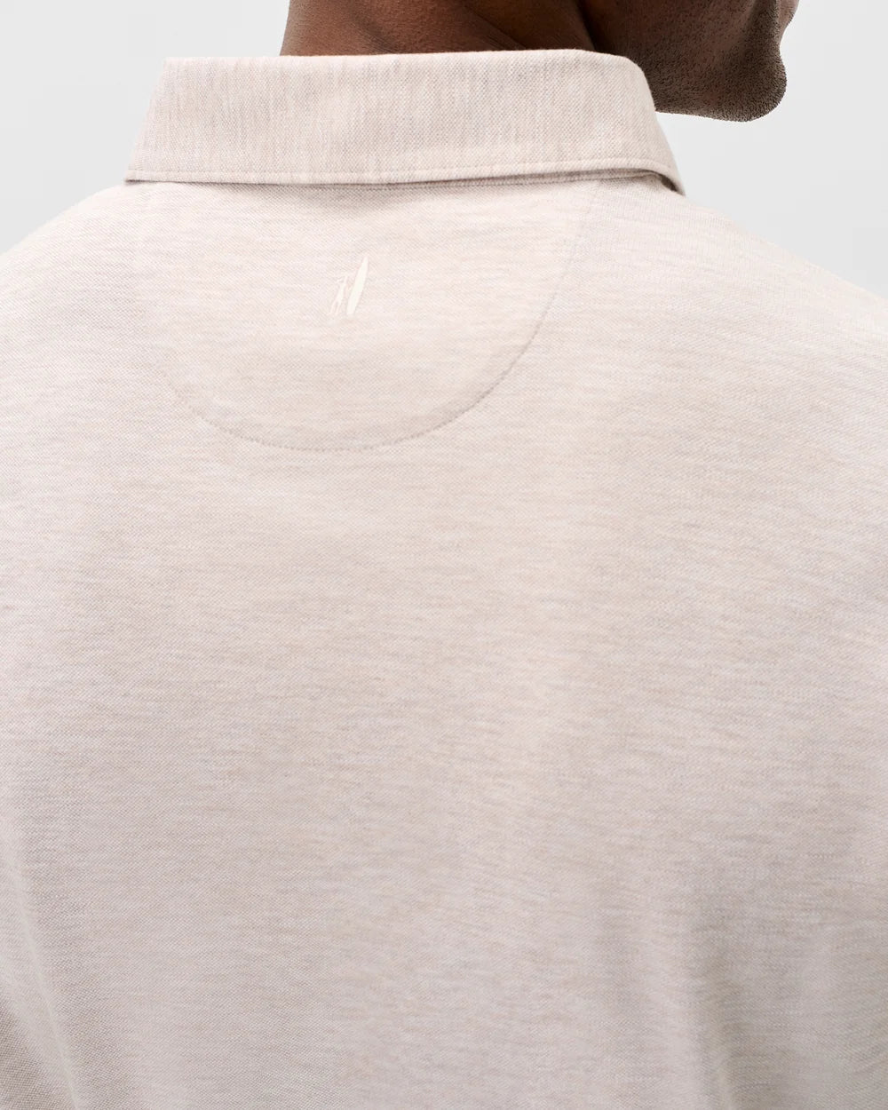 Long Sleeve Slub Pique Polo In Light Khaki