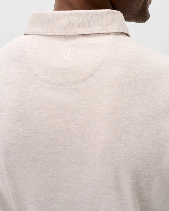 Long Sleeve Slub Pique Polo In Light Khaki