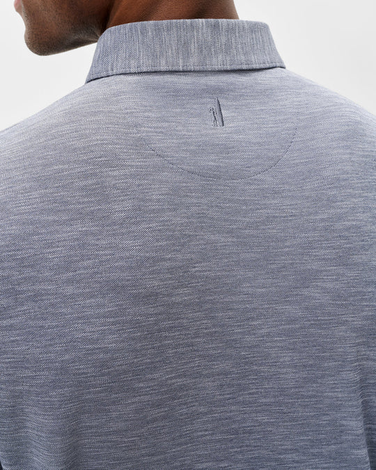 Long Sleeve Slub Pique Polo In Navy