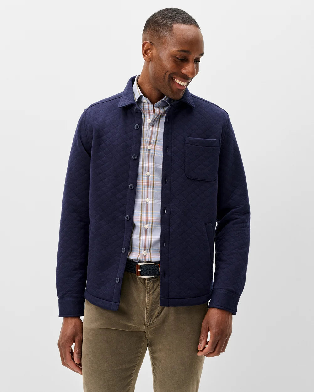 Stowe Quilt Shacket In Navy