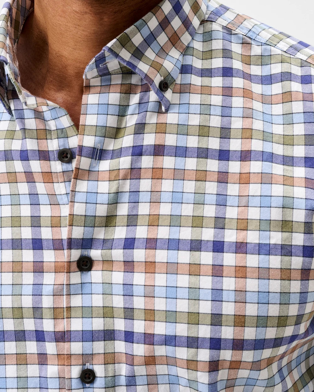 Cedar Check Performance Flannel Button Down Shirt In Sailor