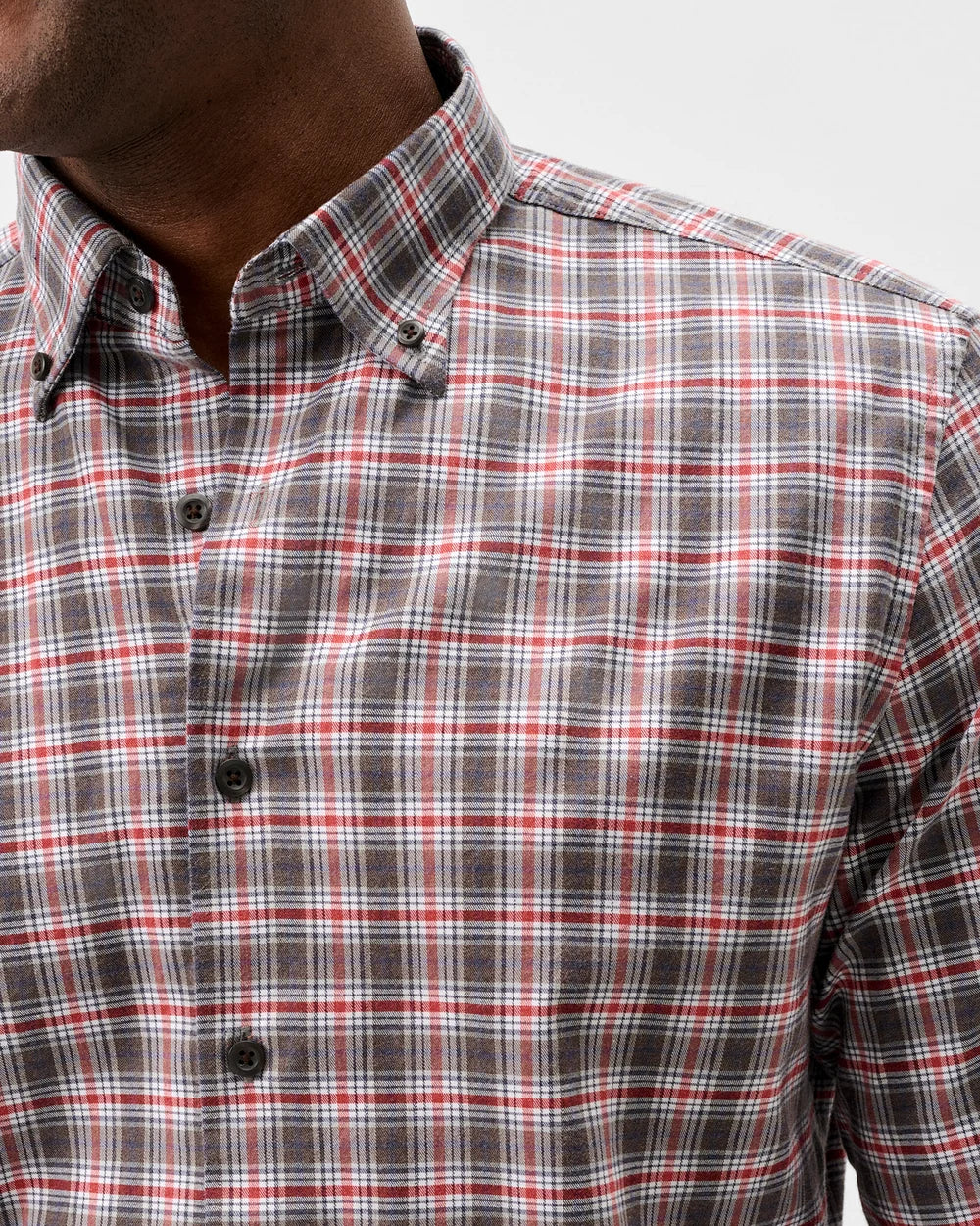 Lane Forest Pane Performance Flannel Button Down Shirt In Thunder