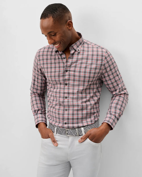 Lane Forest Pane Performance Flannel Button Down Shirt In Thunder