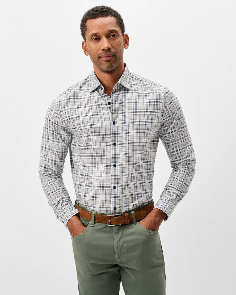 Tahoe Plaid Performance Flannel Button Down Shirt In Kona