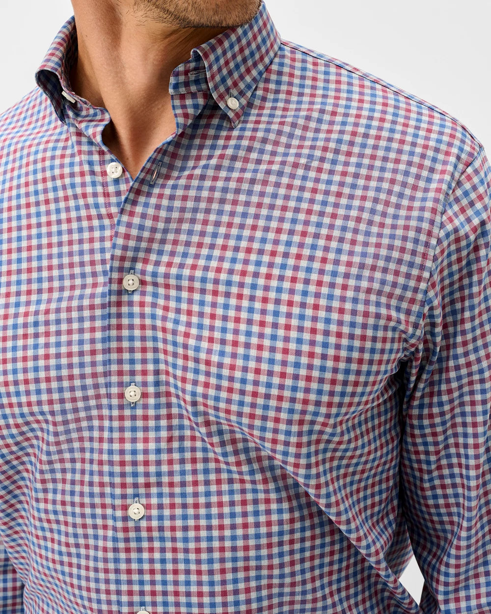 Chatham Gingham Everyday Performance Button Down Shirt In Gray