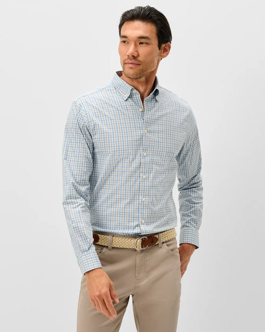 Chatham Gingham Everyday Performance Button Down Shirt In Gulf Blue
