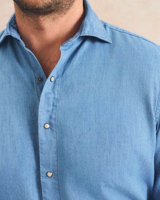 Chambray Snap Top Shelf Button Down In Ripple