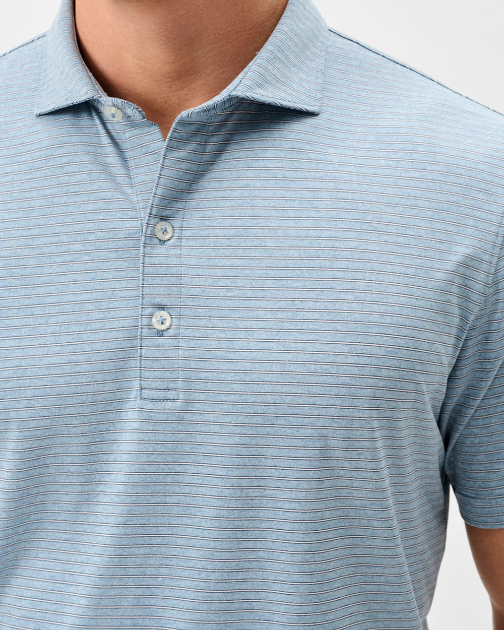 Michael Stripe Performance Jersey Polo In Carbon Navy