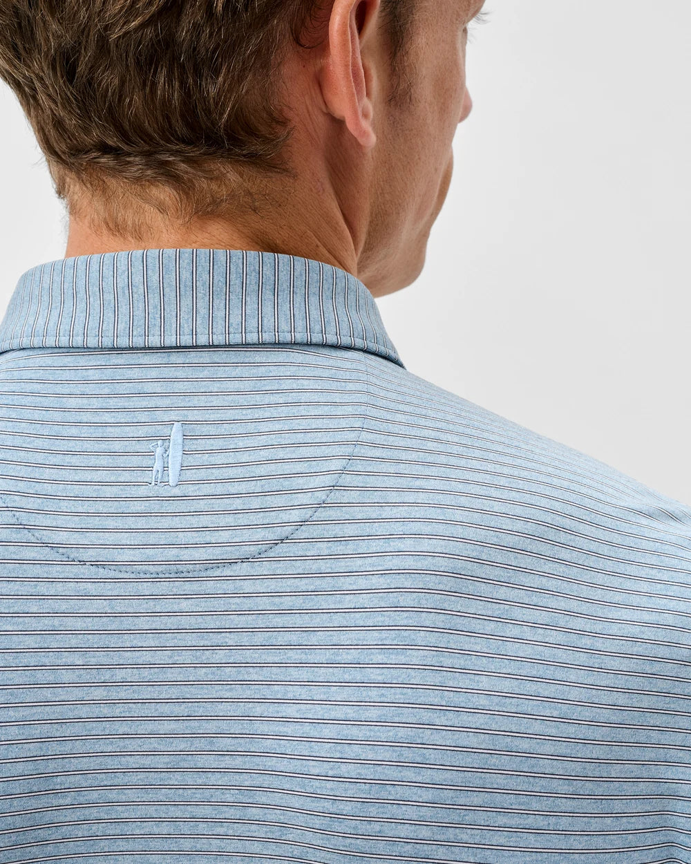 Michael Stripe Performance Jersey Polo In Carbon Navy